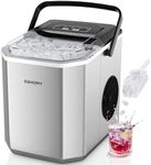 EUHOMY Ice Maker, 9 Cube in 6 Min, Bullet Ice maker, 2 Size Cube, Countertop Ice Machine, 12kg/Day, Self-Cleaning with Ice Scoop & Basket, for Home//Kitchen/Office/RV, Silver