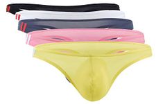 Panegy 5-Pack Men's Thong Underwear Low Waist String Slip Ultra-Thin Ice Silk Underpants