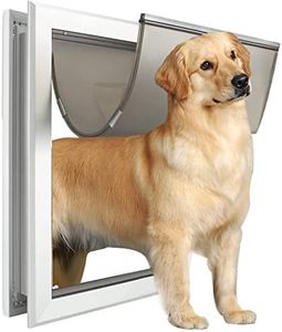 Dog Door Doggie Door with Strong Aluminum Frame, XL Doggy Door for Door, Extra-Large Pet Door with Automatic Closing & Durable Flap for Energy Efficient, Lockable Closing Panel & Easy to Installation