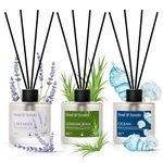 Soul & Scents Lavender, Lemongrass and Ocean Reed Diffuser Set - 50ml with Free 15 Rattan Reed Sticks | Toxin Free & Stress Relief | Room Freshener for Home, Bedroom & Office | Combo Pack of 3