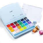 THOOVI HIMI Gouache New Generation Paint Set, 24 Colours 30 ml, Non Toxic Paint with Palette, for Canvas and Paper, Perfect for Professionals Artist - Ice Blue Case