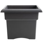 Bloem Veranda Square Deck Box Planter: 18" - Charcoal - Matte Finish, Weatherproof Plastic, Optional Drainage Holes, for Indoor and Outdoor Use, Gardening, 9 Gallon Capacity