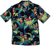 RJC Brand Tropical Parrots Men's Hawaiian Shirt Black 4X