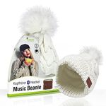 Sharon Music Bluetooth Beanie | Winter Hat with Wireless Stereo Headphones & Microphone | Headset to Answer Calls | Cream - Knitted