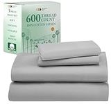 California Design Den Luxury Twin Sheet Set - 100% Cotton, 600 Thread Count Deep Pocket Twin Sheets, Soft Hotel-Quality Bedding with Sateen Weave - Light Grey