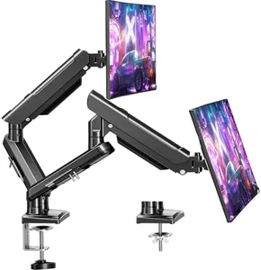 Dual Monitor Mount for 13-32 inch Screens, Gas Spring Monitor Stand for 2 Monitor, Full Adjustable Monitor Desk Mount with C-Clamp＆Grommet Base, Each Arm Holds Max 22 lbs, Freelift Pro Black