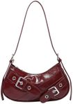 GORGLITTER Women's Buckle Shoulder Bag Y2k Leather Handbags Purse Purse PU Leather Clutch Handbag Burgundy One-Size