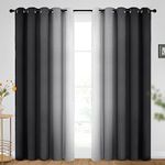 SimpleHome Ombre Room Darkening Curtains for Bedroom, Gradient Black to Grey White Light Blocking Thermal Insulated Grommet Window Curtains/Drapes for Living Room,2 Panels, 62x84 inches Length