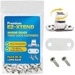 EZ-Xtend Marine Grade Twist Lock Fasteners - Nickel Plated Brass Turn Button Fastener with Stainless Steel Screws for Canvas, Marine Fastener Turn Buttons (Long Base - 10 PK)