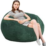 Bean Bag Chairs with Faux Rabbit Fur Cover, 3 ft Giant Memory Foam Bean Bag Chairs for Adults/Teens with Filling,Ultra Soft Faux Fur Fabric, Round Fluffy Sofa for Living Room Bedroom College Dorm