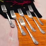 Parage 6 Pieces Stainless Steel Table Forks,18.5 cm Long, Premium Forks Set for Home & Kitchen, Luxury Dinning Tableware Cutlery Set Gift for House Warming,6 Table Forks,Silver Imperial Design