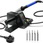 60W Soldering Station，Soldering Iron Station with 5 Extra Soldering Tips, Adjustable Temp, Sleep Function,°C/°F Switching Weleauto