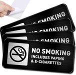 Oudain 4 Pcs No Smoking Sign for Business Self Adhesive Metal No Vaping Sign Aluminum No Smoking Stickers Industrial Warning Signs for Home Office Bathroom Restroom Indoor Outdoor Supplies, 7 x 3 Inch