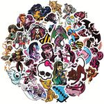 Monster High Stickers Pack, 50Pcs Anime Vinyl Waterproof Stickers for Water Bottle, Laptop, Phone, Skateboard, Car Decals Gifts for Kids Teens Adults for Party Supplies Decor (Monster High)