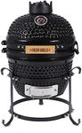 Fresh Grills Ceramic BBQ Grill - Mini Kamado BBQ Oven, Barbecue Grill and Charcoal Smoker with Stand - Portable Oven for Outdoor Cooking and Camping… (13 inch Mini)