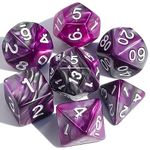 CiaraQ DND Polyhedral Dice Set with a Black Dice Bag for D&D RPG MTG Role Playing Table Games (Purple and Silver)