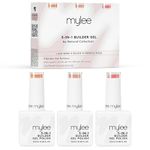 Mylee 5 in 1 Builder Base Strengthening Gel Trio 3x15ml, UV/LED Nail Polish Coat, Hard Strong Nails Tips & Extensions, Nail Art Decoration, Decals & Jewels, Professional Manicure Repair (Au Naturel)