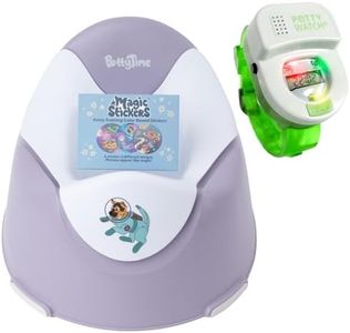POTTY TIME New | Potty Training Seat by Potty Watch Inventor - Easy & Fun Toilet with Interactive 6 Reusable Color Changing Stickers and Potty Watch Included (Space & Green)