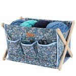 Yarn Caddy Large Size Yarn Storage Organizer for Yarn Skeins-Organizer for Crochet Hooks Knitting Needles Other Accessories (Flower-Blue1)