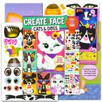 Create a Face Sticker Play Set for Kids - Bundle with Cats and Dogs Sticker Travel Activity Book for Kids Plus Door Hanger | Make Your Own Stickers for Kids, Toddlers