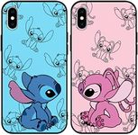 FGIAZDU 2 Pack Cute Anime Phone Case Compatible with iPhone X/XS Case 5.8".Movie Cartoon Pattern Phone Cover,Soft TPU Shockproof Protective Funda for Women Men Girls Boys for iPhone X Cases Black