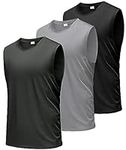 Boyzn Men's 3 Pack Workout Tank Tops Gym Athletic Muscle Tee Bodybuilding Fitness Sleeveless T-Shirts Black/Grey/Dark Grey-3P05-XL