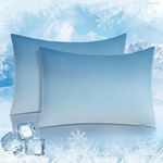 Gradient Cooling Pillowcases Queen Size 2 Pack, Luxear Double Sided Cooling Q-Max>0.55 Cooling Pillow Protector,Breathable Cold Pillow Cover Case for Hot Sleeper Night Sweat,Hidden Zipper,20"X30",Blue