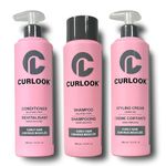 Curlook Curly Hair Bundle | Shampoo, Conditioner & Leave-In Styling Cream Set | Sulfate-Free, Silicone-Free | Pack of 3-400ml (13.5 oz) Each Bottle | Made in Canada