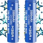 Vapcell M35A Battery 3500mAh 20a Rechargeable 2 x Batteries Flat Top High Drain 2 Pack of 2 Inc Plastic Case for Sub Ohm Devices (Pack of 2)