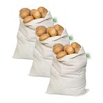 Potato Storage Bags for Pantry - Organic Cotton Potato Sacks - Washable Potato Keeper & Potato Holder with Drawstring - Root Vegetable Storage Sacks for Onion, Potato, Garlic (3 X Large - 14"x18")