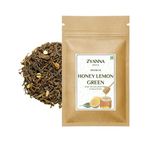 Zyanna Honey Lemon Green Tea - Premium Indian Loose Leaf Green Tea (3.53oz-100g-50 Cups) Green Tea with Honey Extract & Lemon Peels - 100% Natural, Refreshing