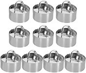KisSealed 10 Pieces Stainless Steel Round Cake Ring 3 x 3 inch Dessert Mousse Mold with Pusher & Lifter Mini Food Forming Rings Cake Baking Rings for Home Kitchen Baking Tool
