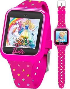 Barbie Kids Smart Watch - Interactive Touchscreen with Games, Selfie Camera, Step Tracker, Alarm, and Stylish Printed Silicone Strap - Fits Wrists 5.5" to 8.5", Pink, 40mm, Modern