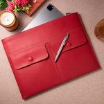 GIBOX Apple Laptop Bag and File Holder | 13-Inch MacBook Cover | Leather Laptop Sleeve for Professional Files and Folders | Thin Ipad Sleeve with Magnetic Clips | Sleek Laptop Bag Red