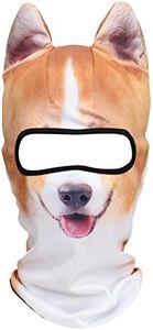 WTACTFUL 3D Animal Ears Balaclava Breathable Cover Hood Face Mask Sun Protection for Skiing Snowmobile Riding Hunting Music Festivals Raves Halloween Party Activities Corgi Dog MEB-13