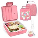 Lunch Box for Kids, Kids Bento Lunch Box with 6 Compartment,Leakproof Lunch Containers Tableware for Kids with Lunch Bag, 5oz Thermos Food Jar, Birthday Gifts for Ages 3-12 for Travel,School,Camp