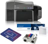 2ID Fargo DTC1250e Dual-Sided Badge Printer & Complete Supplies Package | Includes Beginner Edition Card Production Software for School IDs, Corporate Access Cards, and Business Badges