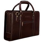 RICHSIGN Leather Accessories 20 litres Italian Leather Laptop Office Briefcase Shoulder Messenger Bags for Men (Italian Brown) Dimension- H-12 x L-16 x W-6 Inch | Weight- 1.2 KG / 1200 GR.