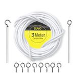 Zuvo Net Curtain Wire with Hooks and Eyes - 3 m Extra Strong Curtain Wire with 4 Hooks and Eyes - Perfect Curtain Wire Kit, White