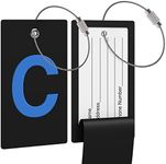 Luggage Tag Initial Bag Tag - Fully Bendable Tag w/Stainless Steel Loop