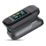 SYNOCARE Pulse Oximeter Fingertip A300, Blood Oxygen Saturation Monitor Fingertip with 4 Color TFT Screen - Black [Battery Included]