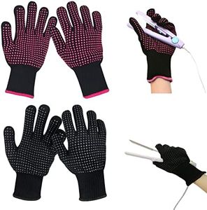 TSHAOUN 2 Paires Gant Résistant à la Chaleur pour la Coiffure, Gants de Protection avec points en silicone, Gant Anti Chaleur pour fer à Lisser la Baguette de Cheveux Curling Outils