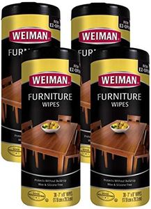 Weiman Wood Cleaner and Polish Wipes - 4 Pack (120 Wipes) - for Furniture to Beautify and Protect No Build-Up Contains Ultra Violet Protection Pleasant Scent Surface Safe - 30 Count Each