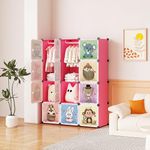 SNKR ESSENTIALS 12 Door Baby Foldable Wardrobe for Clothes Storage, Kids Almirah for Clothes, Baby Cupboard for Clothes Storage Collapsible Wardrobe for Kids Clothes/Toys/Books-Pink-Mickey