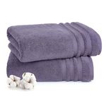 TRIDENT Nectarsoft Towels for Bath, 100% Cotton Towels, Zero Twist Yarn, 2 Large Size Bath Towel Set, Towels for Bath Large Size, Luxurious Soft, Extra Absorbent, 625 GSM, Purple Ash
