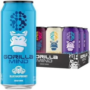 Gorilla Mind Energy Drink | Unmatched Energy · Amplified Focus | N-Acetyl-L-Tyrosine, Alpha-GPC, 200mg Caffeine, Uridine, Saffron | 0 Sugar Or Artificial Colors | 16oz | 12-Pack (Variety Pack #1)
