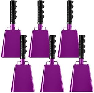 6 PCS Metal Cowbell with Handles, Large Loud Cow Bells Noise Makers for Football Games, Sporting Events, New Year’s Eve, Celebrating and More(Purple)