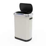 Dolonm Motion-Sensor Trash Can, 13.2 Gallon Capacity, Stainless Steel, White, 17" L x 11" W x 24.76" H