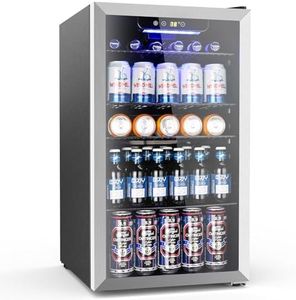 Joy Pebble Beverage Refrigerator Cooler,120 Can Beverage Fridge with Adjustable Shelves, Mini Fridge with Stainless Steel Glass Door for Soda Wine, Beverage Cooler for Bedroom Office Home,3.2Cu.Ft