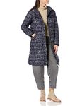 URBAN REPUBLIC Women's Juniors Long Lt. Weight Quilted Jacket, Black Leopard, M